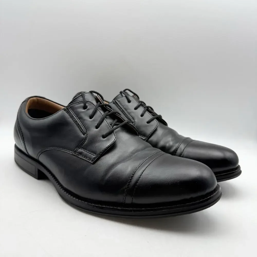 Dockers Mens Garfield Cap Toe Oxford Shoes US 11.5 Wide Black Vegan Leather